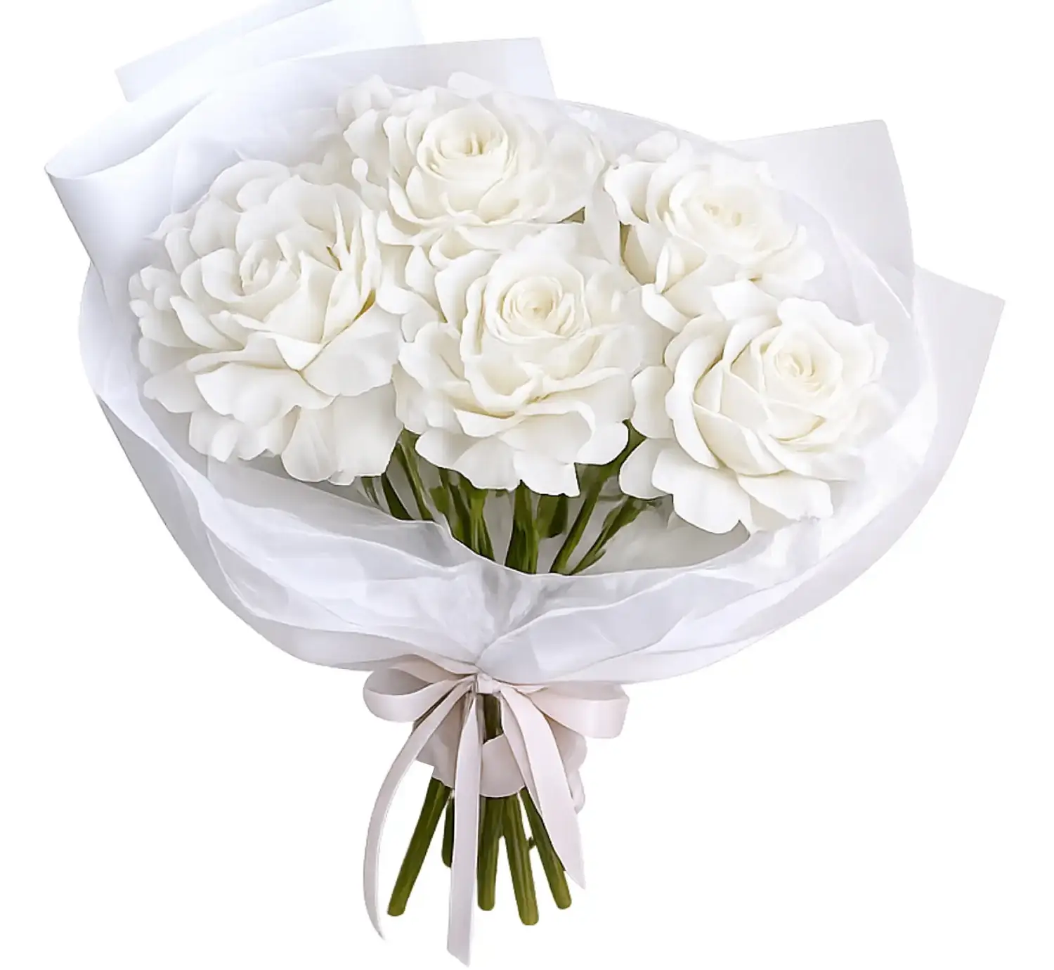 Букет из 5 французских белых роз