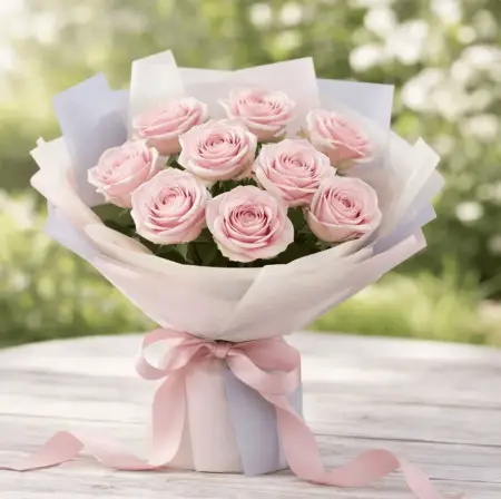 Букет из 9 розовых роз